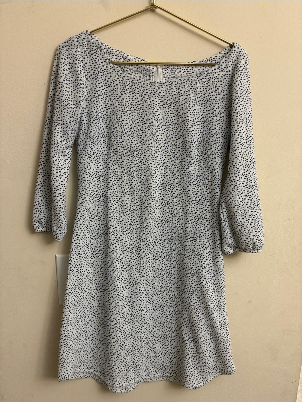 White and Black Dot Print Womenโs Shift Dress